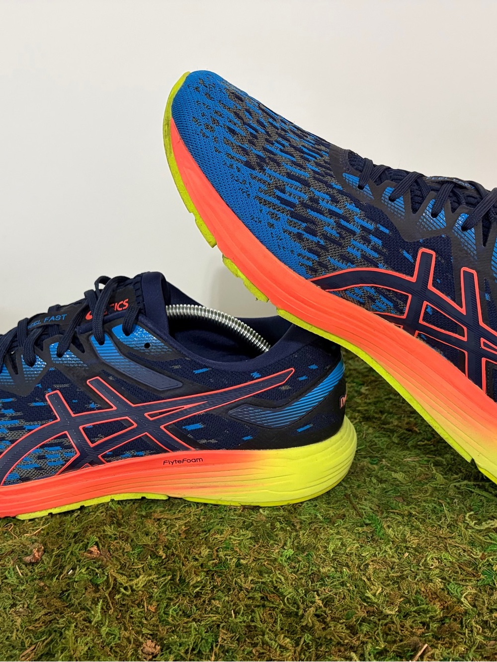 Asics Men’s Navy, Blue, Coral & Neon Yellow Running Sneakers